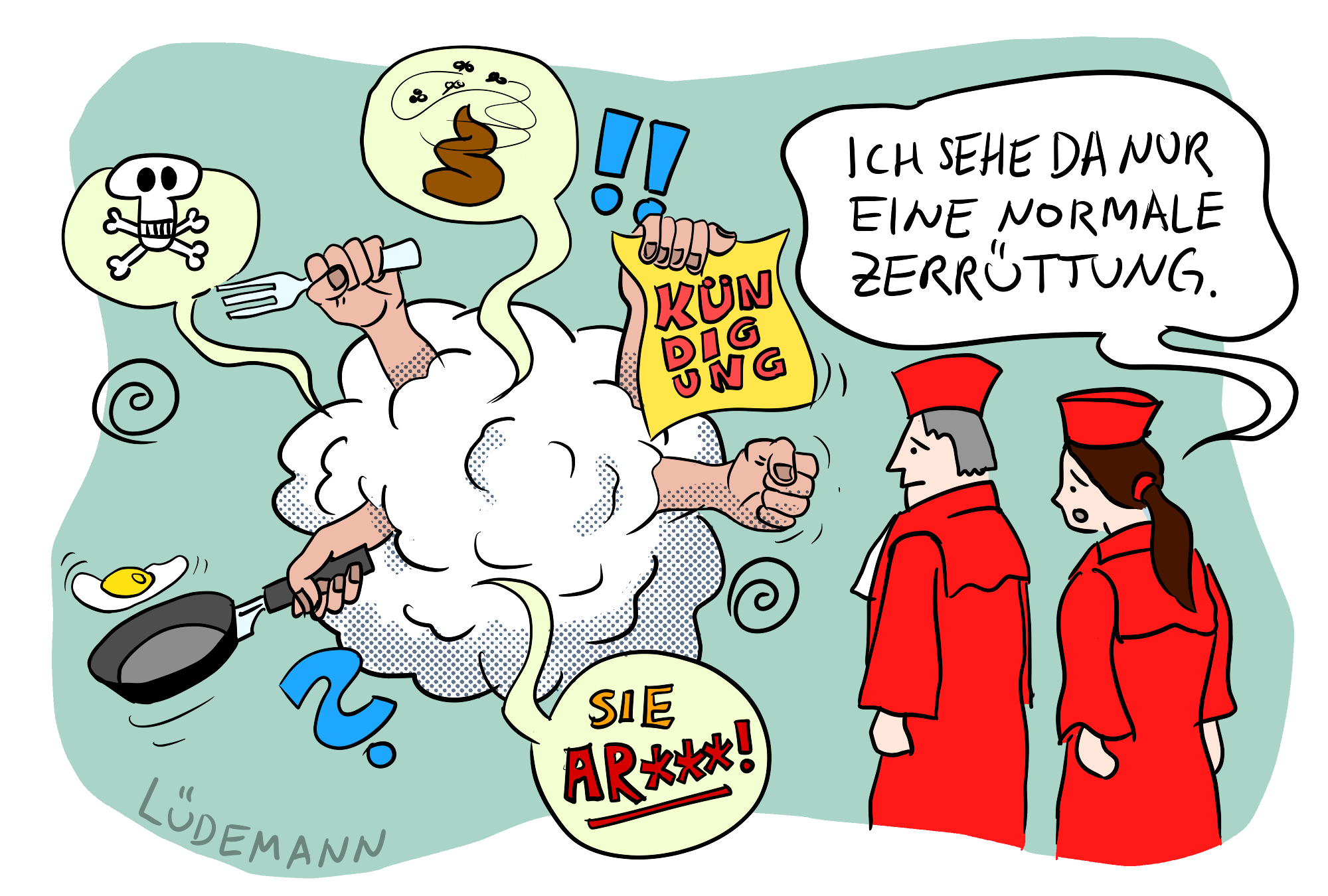 Cartoon zum Streit zwischen Mieter und Vermieter.